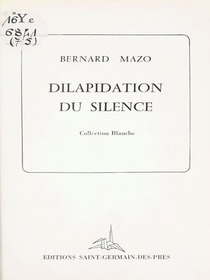 cover image of Dilapidation du silence
